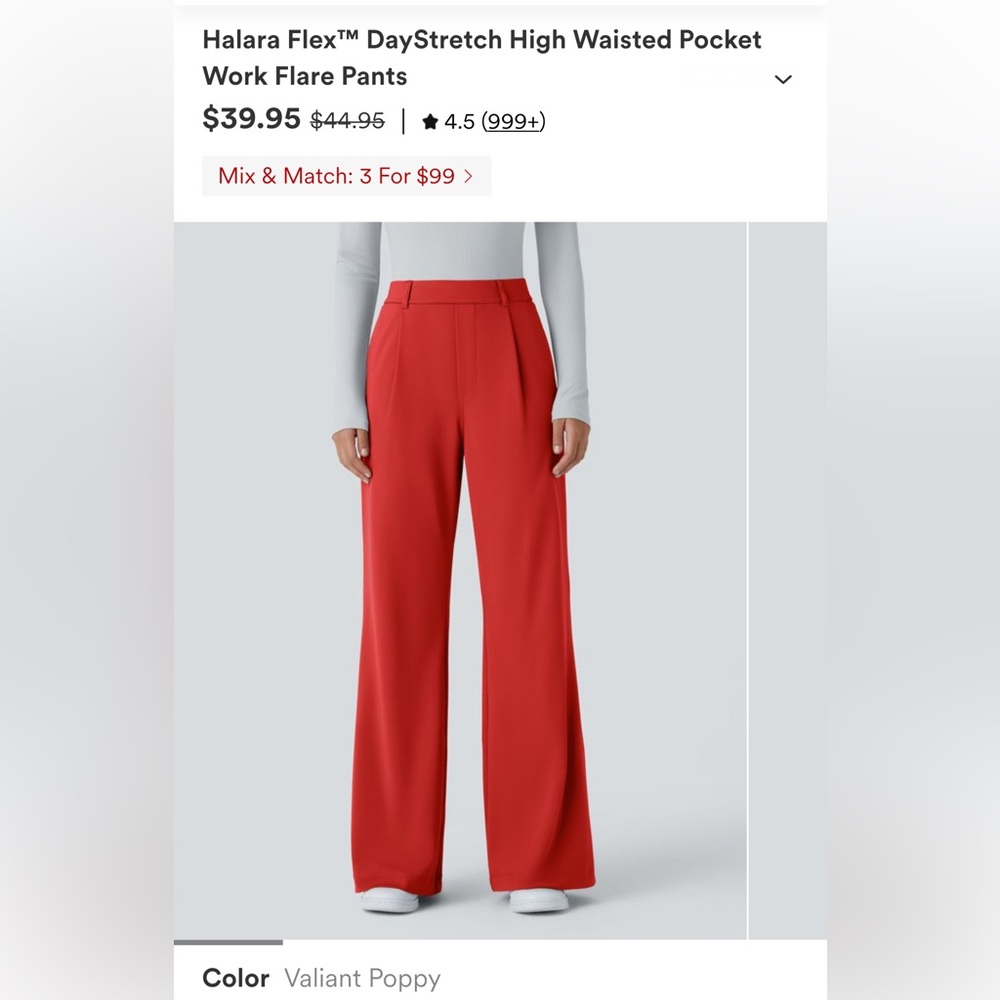 HALARA DayStretch High-Waisted Pocket Work Flare Pants — Valiant Poppy